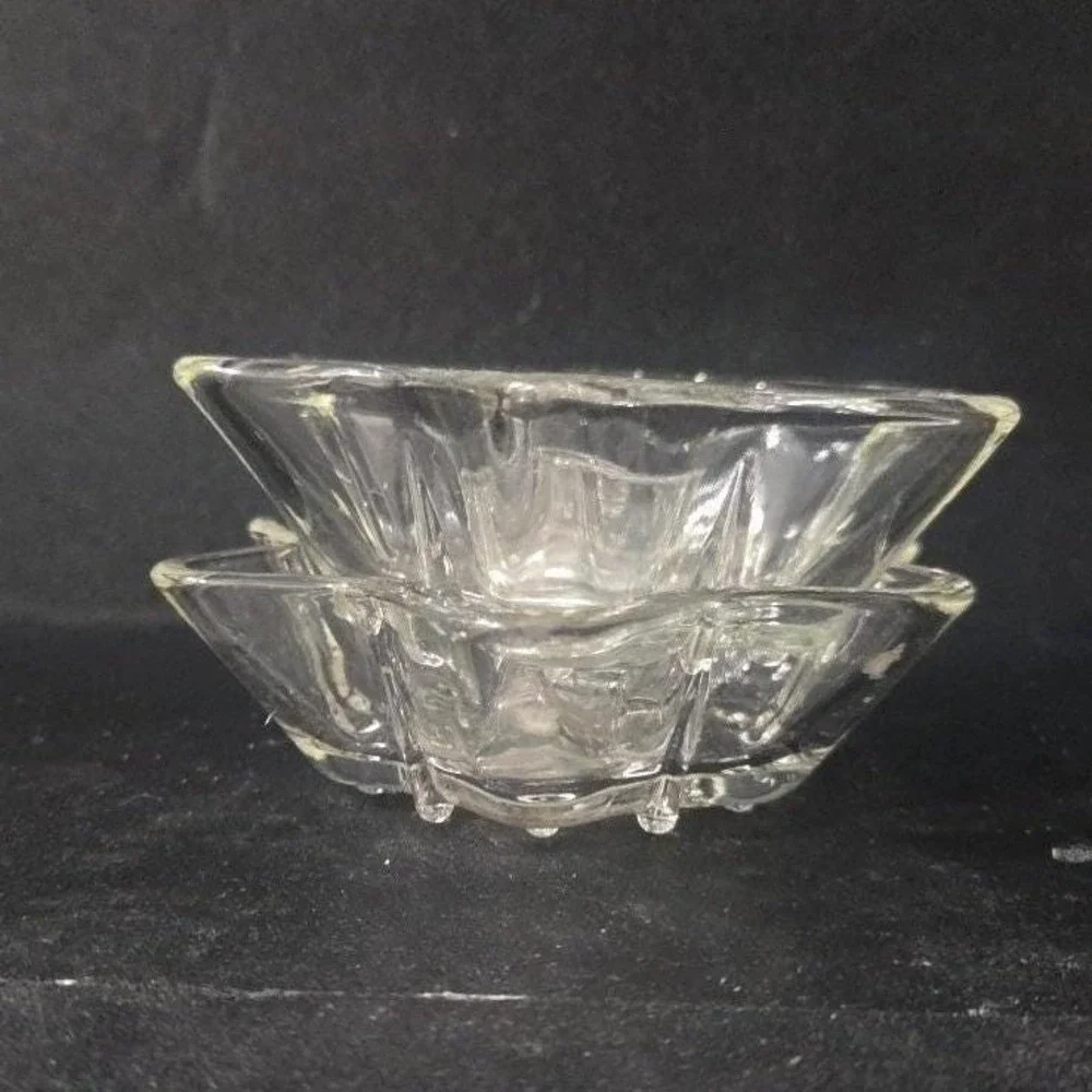 Anchor Hocking Six Point Star Candlestick Holders, Set‎ of 2, Vintage Votive